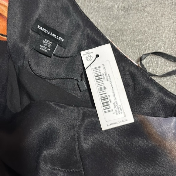 Karen Millen Black and Orange satin One Shoulder Sheath Dress - Picture 5 of 10